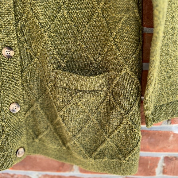 L.L. Bean Olive Green Cardigan Sweater - Picture 2 of 5